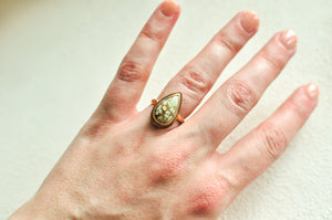 Treasure Mountain Turquoise Teardrop Ring - Size 6.25