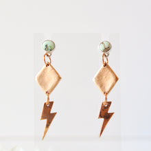 Load image into Gallery viewer, Poseidon Turquoise Lightning Bolt Earrings
