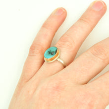 Load image into Gallery viewer, Two Tone Bisbee Turquoise Ring - Size 6
