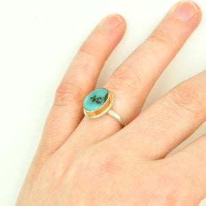 Two Tone Bisbee Turquoise Ring - Size 6