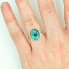 Load image into Gallery viewer, Two Tone Bisbee Turquoise Ring - Size 6
