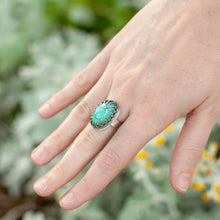 Load image into Gallery viewer, Turquoise Statement Ring with Dagger Bezel - Size 7
