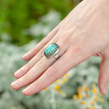 Load image into Gallery viewer, Turquoise Statement Ring with Dagger Bezel - Size 7
