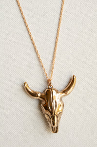 Bronze Cow Skull Necklace