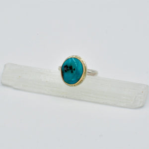 Two Tone Bisbee Turquoise Ring - Size 6