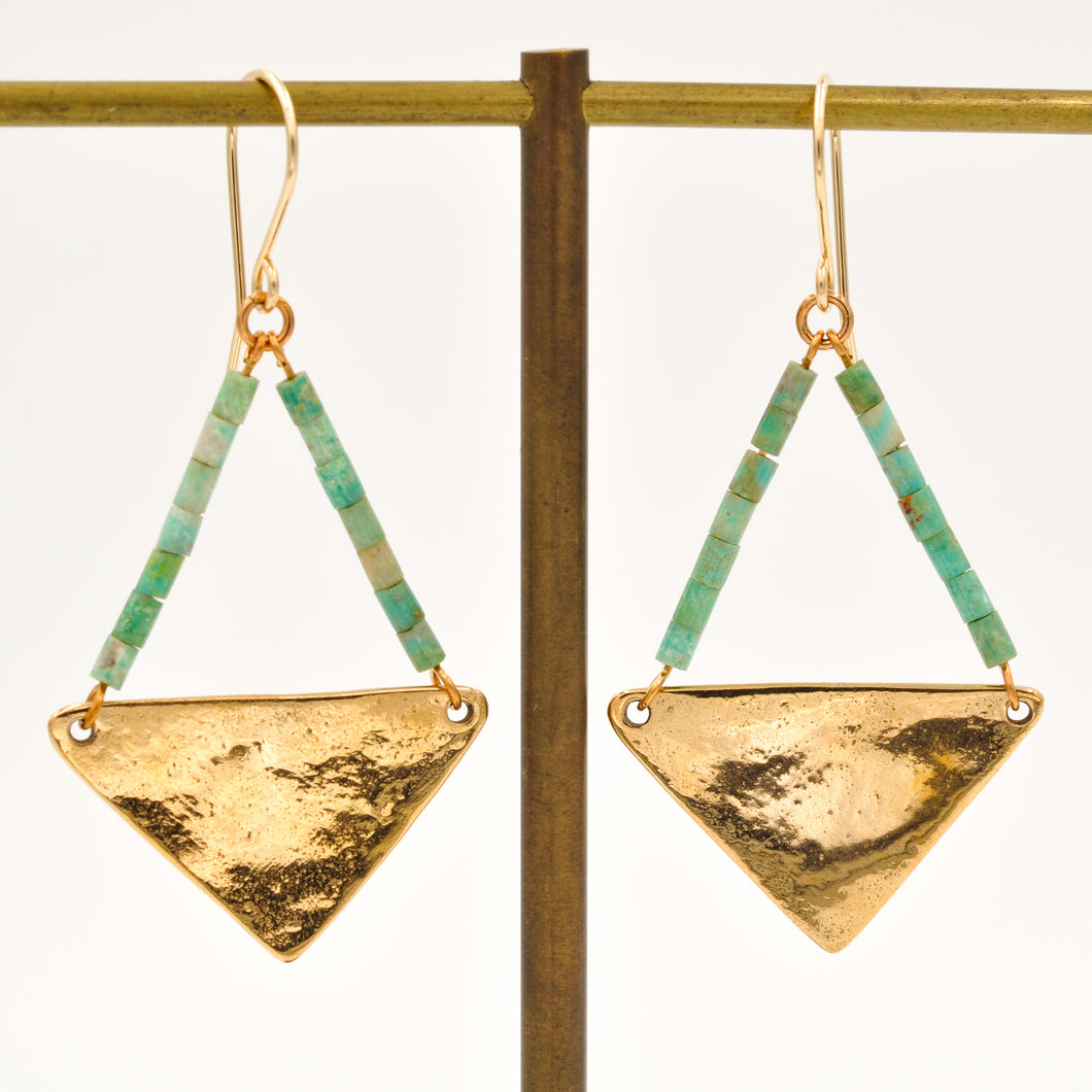 Large Turquoise Triangle Earrings