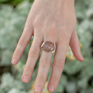 Peach Sapphire Statement Ring - Size 7