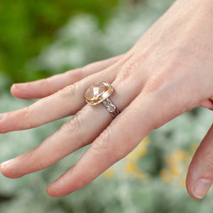 Peach Sapphire Statement Ring - Size 7