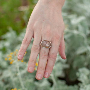 Peach Sapphire Statement Ring - Size 7