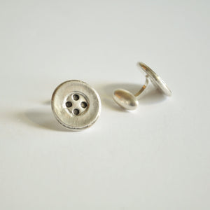 Sterling Silver Button Cuff Links