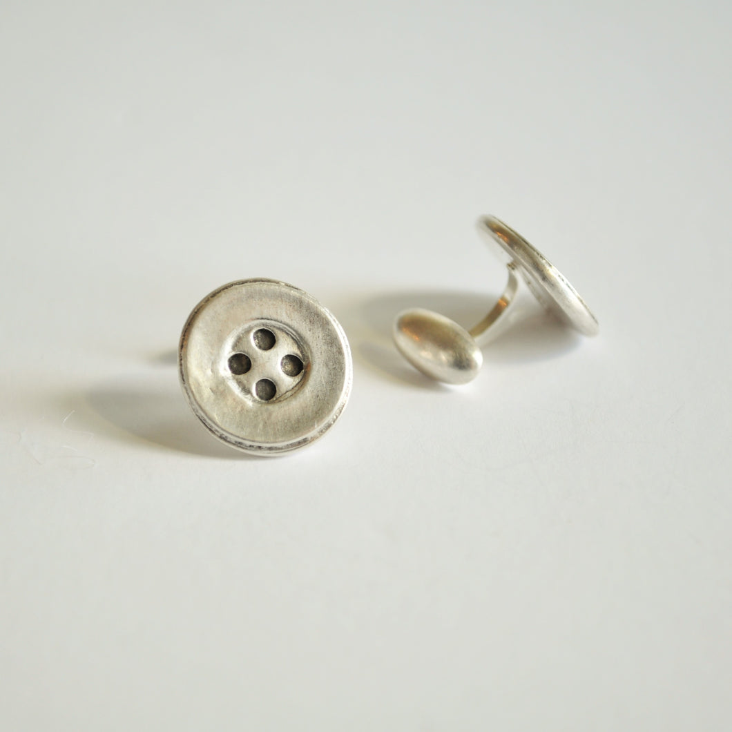 Sterling Silver Button Cuff Links