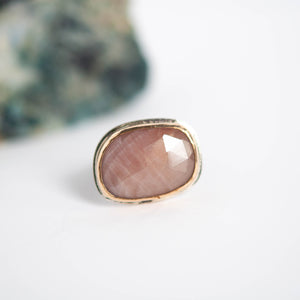 Peach Sapphire Statement Ring - Size 7