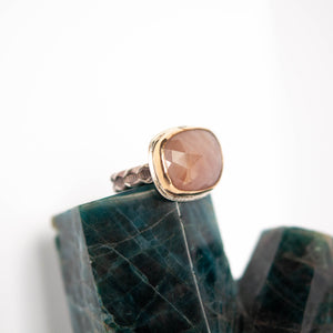 Peach Sapphire Statement Ring - Size 7