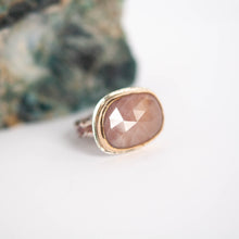 Load image into Gallery viewer, Peach Sapphire Statement Ring - Size 7
