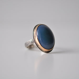 Mixed Metal Chalcedony Ring - Size 7