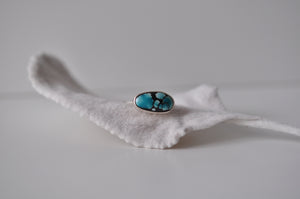 Cloud Mountain Turquoise & Sterling Stacker Ring - Size 9