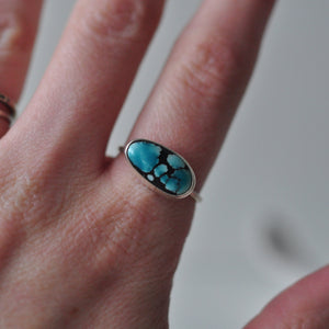 Cloud Mountain Turquoise & Sterling Stacker Ring - Size 9