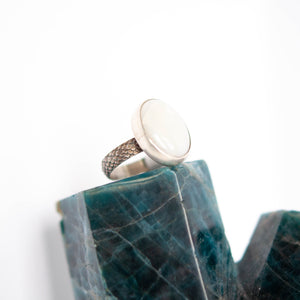 Oval White Quartz Ring - Size 6