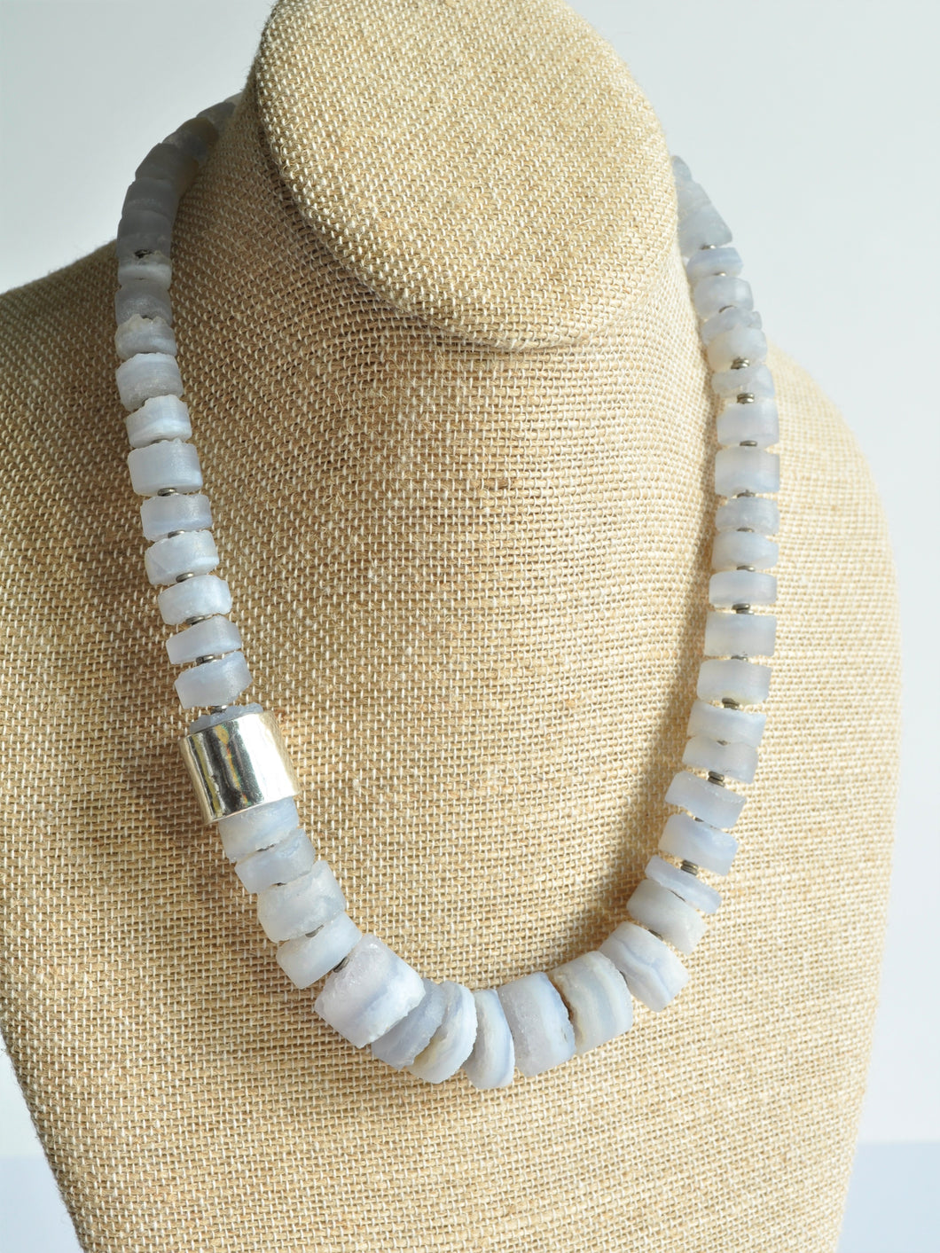 Raw Chalcedony Beaded Statement Necklace