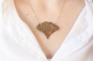 Ginkgo Fan Leaf Necklace