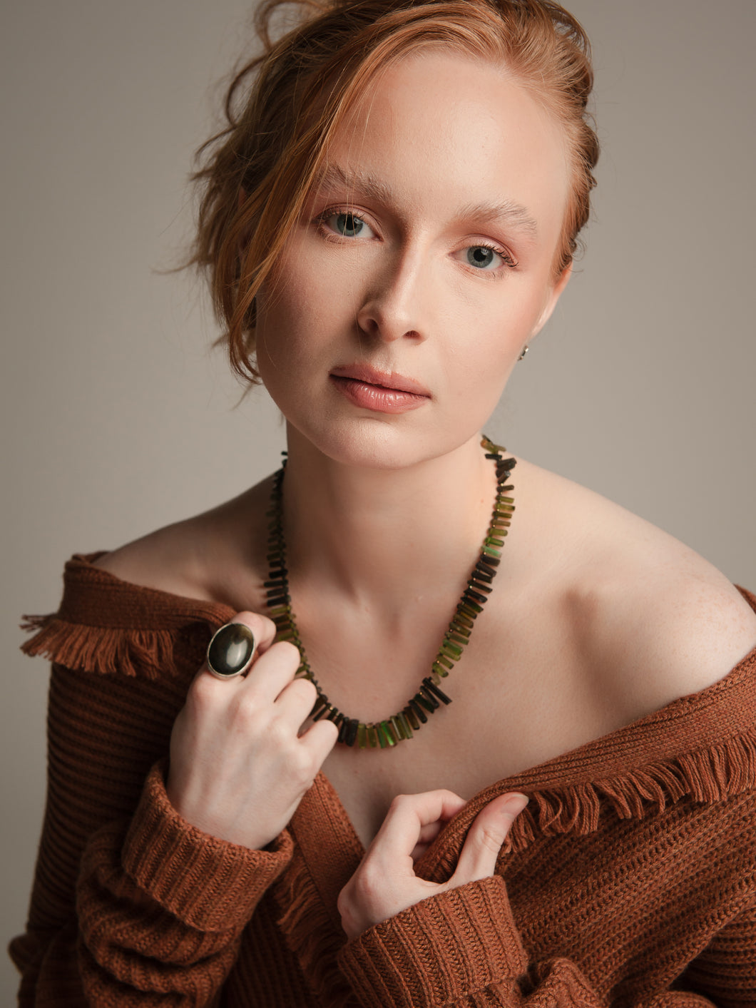 Watermelon Tourmaline Stick Collar Necklace