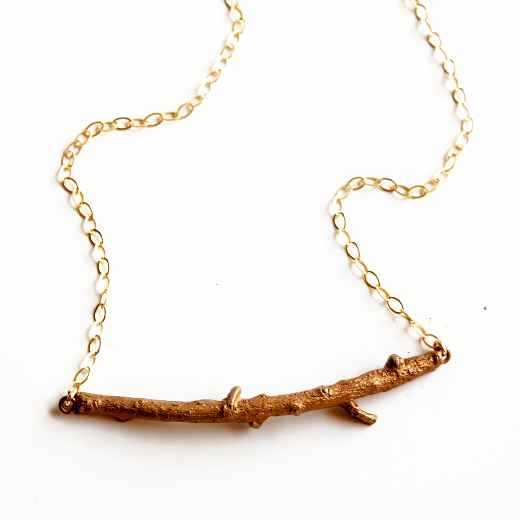 Bronze Horizontal Twig Necklace