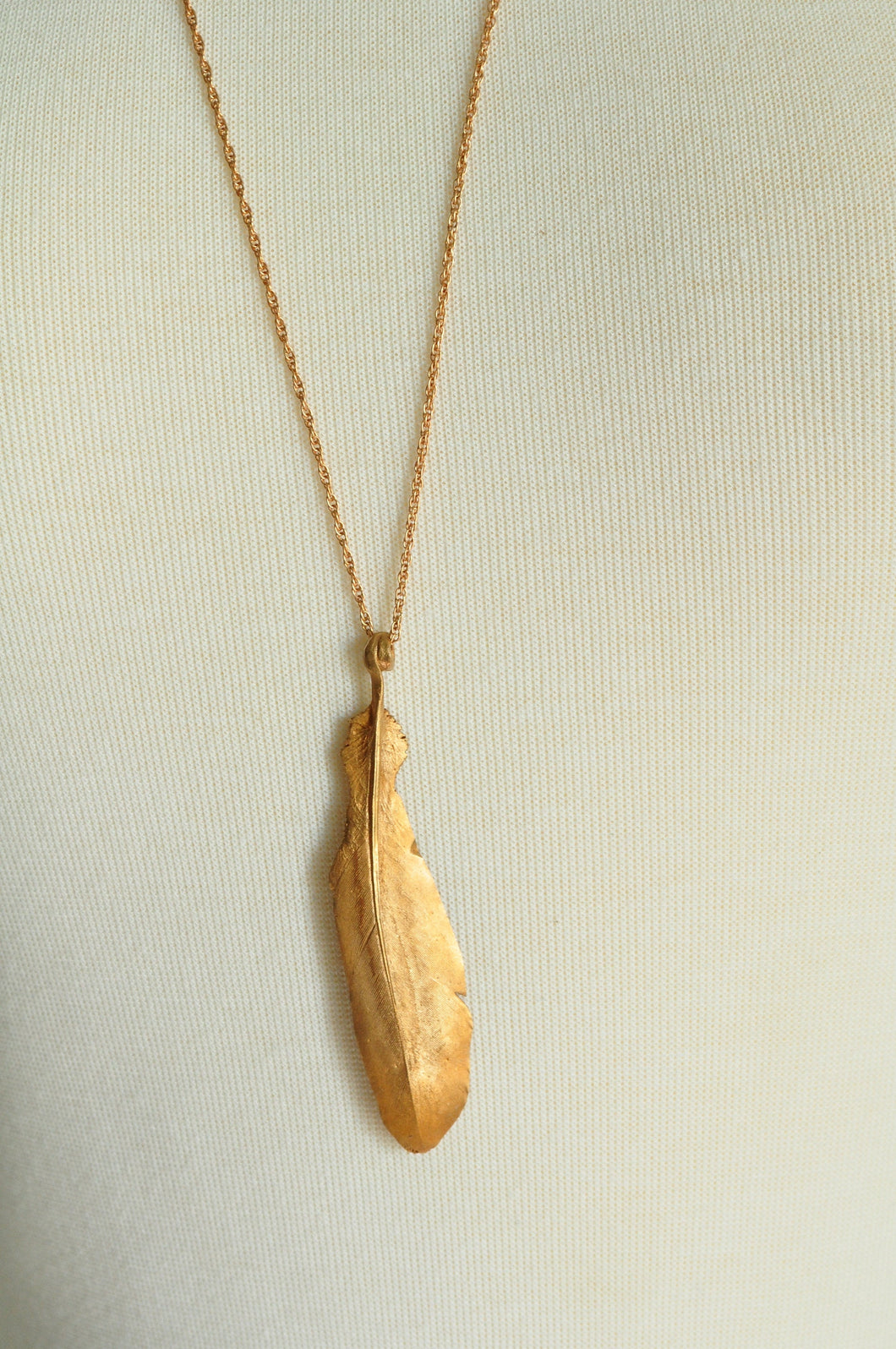 Large Bronze Feather Necklace