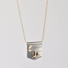 Load image into Gallery viewer, Saguaro Cactus and Moon Banner Necklace
