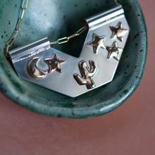 Load image into Gallery viewer, Saguaro with Stars and Moon Banner Necklace
