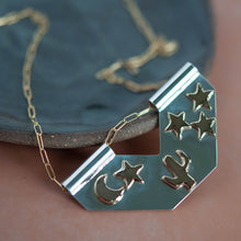Load image into Gallery viewer, Saguaro with Stars and Moon Banner Necklace
