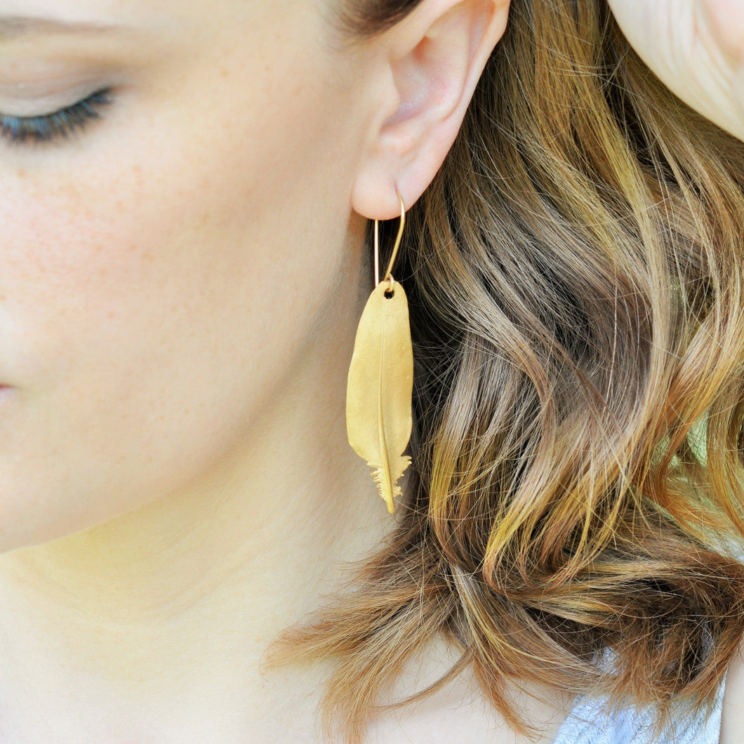 Bronze Feather Earrings