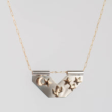 Load image into Gallery viewer, Saguaro with Stars and Moon Banner Necklace
