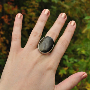 Obsidian Statement Ring - Size 7