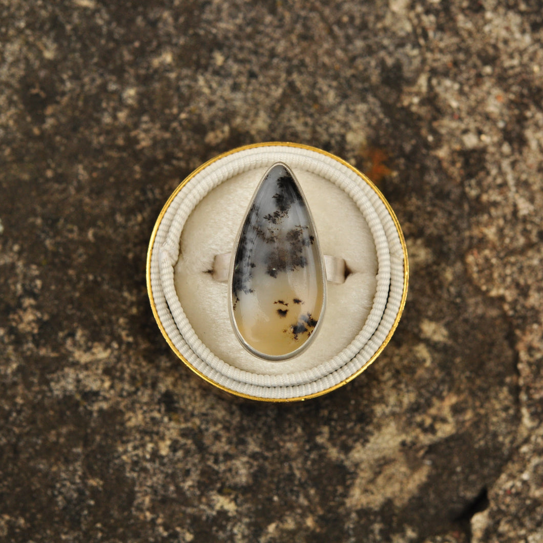 Dendritic Agate Statement Ring - Size 8