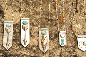 Large Arrowhead Banner Necklace with Royston Turquoise