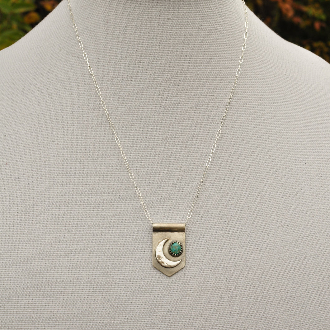 Sterling Moon Banner Necklace with Morning Star Turquoise