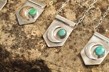 Load image into Gallery viewer, Sterling Moon Banner Necklace with Morning Star Turquoise
