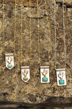 Load image into Gallery viewer, Saguaro Cactus Banner Necklace with Morning Star Turquoise I
