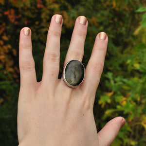 Obsidian Statement Ring - Size 7