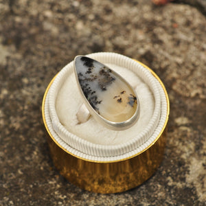 Dendritic Agate Statement Ring - Size 8
