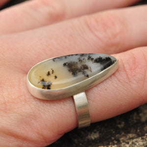 Dendritic Agate Statement Ring - Size 8