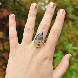 Dendritic Agate Statement Ring - Size 8