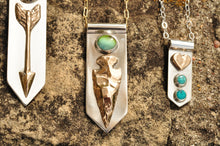 Load image into Gallery viewer, Large Arrowhead Banner Necklace with Royston Turquoise
