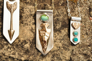 Large Arrowhead Banner Necklace with Royston Turquoise