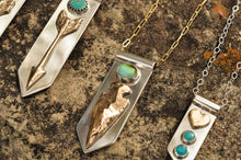 Load image into Gallery viewer, Large Arrowhead Banner Necklace with Royston Turquoise
