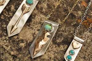 Large Arrowhead Banner Necklace with Royston Turquoise