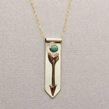 Load image into Gallery viewer, Arrow Banner Necklace with Kingman Turquoise
