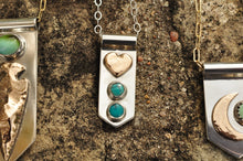Load image into Gallery viewer, Heart and Turquoise Banner Necklace
