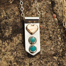 Load image into Gallery viewer, Heart and Turquoise Banner Necklace
