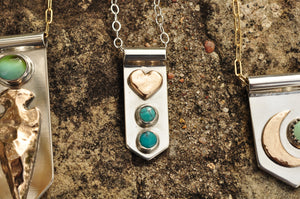 Heart and Turquoise Banner Necklace